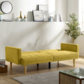 Multi Functional Futon Sofa Bed :Tapered Wood Legs Ideal For Small Living Rooms Multi Color Fabric Options Easily Converts To Single Bed, Yellow Yellow Velvet Wood Primary Living Space Medium Soft Mid Century Modern Square Arms Memory Foam Snowflake