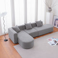 Modern L Shape Boucle Sofa With Curved Seat Facing Left Gray Modern Boucle