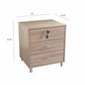 Natural Wood Color Modern Three Drawer Nightstand With Locking Top Drawer Light Natural Particle Board Mdf