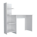 Vilna 120 Writing Deskfour Shelves White Computer Desk Office Modern Freestanding Rectangular Mdf Engineered Wood