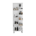 Crovie Linen 63 Inch High Bathroom Cabinet Linen Storage Cabinet With Seven Open Shelves Freestanding 1 2 Spaces Natural White Bathroom Shelves Included Modern Mdf Engineered Wood