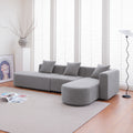 Modern L Shape Boucle Sofa With Curved Seat Facing Right Gray Modern Boucle