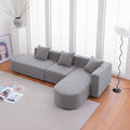 Modern L Shape Boucle Sofa With Curved Seat Facing Right Gray Modern Boucle