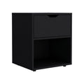 Aberdeeen 19.7 Inch High Nightstand End Table With Open Shelf Black 1 Drawer Bedroom Rectangle Modern Natural Mdf Engineered Wood