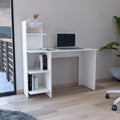 Vilna 120 Writing Deskfour Shelves White Computer Desk Office Modern Freestanding Rectangular Mdf Engineered Wood