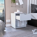 Aberdeeen 19.7 Inch High Nightstand End Table With Open Shelf White White 1 Drawer Rectangle Bathroom Modern Drawers Natural Mdf Engineered Wood