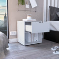 Aberdeeen 19.7 Inch High Nightstand End Table With Open Shelf White White 1 Drawer Rectangle Bathroom Modern Drawers Natural Mdf Engineered Wood