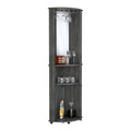 Chicago Corner Bar Cabinet, Rack, Glass Door Brown Primary Living Space Modern Mdf Shelves Included Engineered Wood