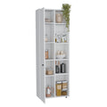 Hoyt Kitchen Pantry Storage Cabinet With And Five Interior And Exterior Shelves Freestanding 1 2 Spaces Natural White Kitchen Shelves Included Modern Mdf Engineered Wood