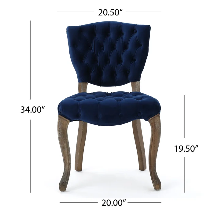 Kd Tufted Chair Wthr Navy Blue Wood Fabric