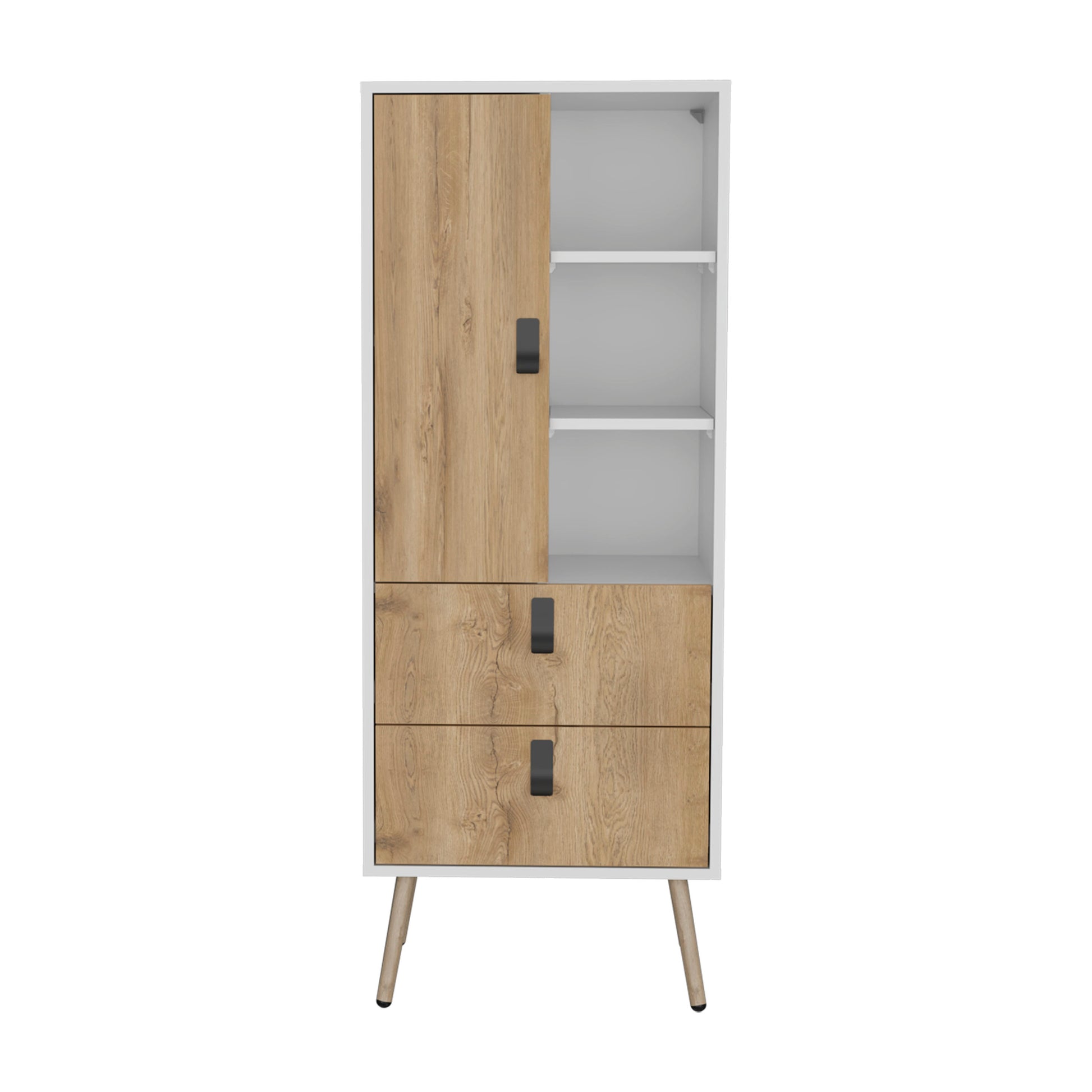 Huna Tall Dresser, Unit With Door, 2 Drawers, And Open Shelves Multicolor Bedroom Modern Mdf Engineered Wood