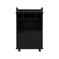 Phoenix Bar Cart With 2 Open Shelves 4 Cubbies And Cabinet Freestanding 1 2 Spaces Black Shelves Included Modern Mdf Engineered Wood