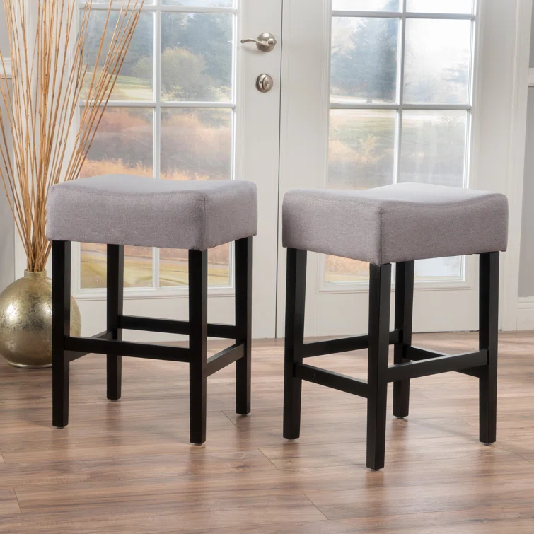 Zuma Kd Backless Counter Stool Light Grey Fabric