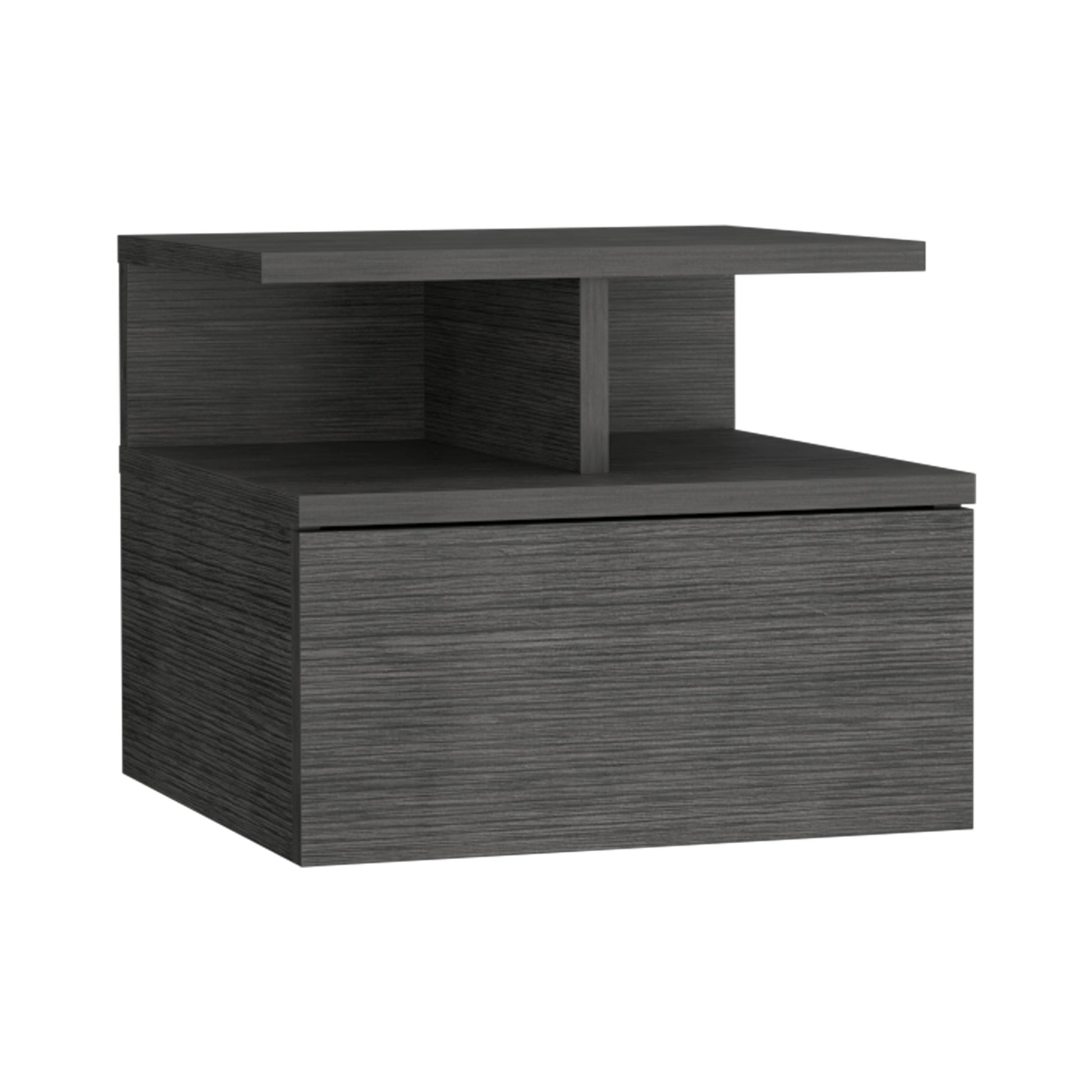 Adele Floating Nightstand With Drawer And Open Storage Shelves Brown 1 Drawer Bedroom Floating Modern Drawers Mdf Engineered Wood