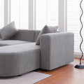 Modern L Shape Boucle Sofa With Curved Seat Facing Right Gray Modern Boucle
