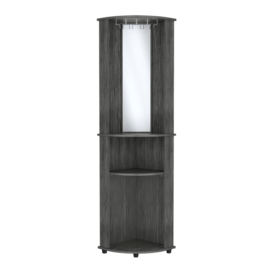 Chicago Corner Bar Cabinet, Rack, Glass Door Brown Primary Living Space Modern Mdf Shelves Included Engineered Wood