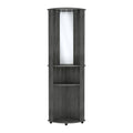 Chicago Corner Bar Cabinet, Rack, Glass Door Brown Primary Living Space Modern Mdf Shelves Included Engineered Wood