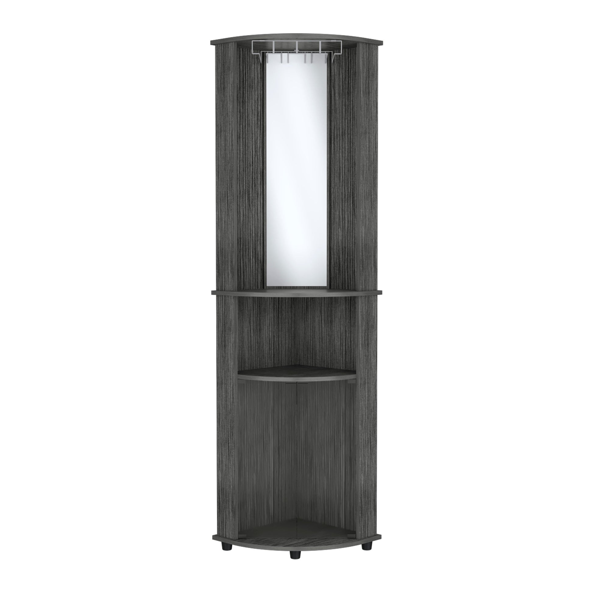 Chicago Corner Bar Cabinet, Rack, Glass Door Brown Primary Living Space Modern Mdf Shelves Included Engineered Wood