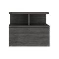 Adele Floating Nightstand With Drawer And Open Storage Shelves Smoke Grey 1 Drawer Bedroom Floating Modern Drawers Mdf Engineered Wood