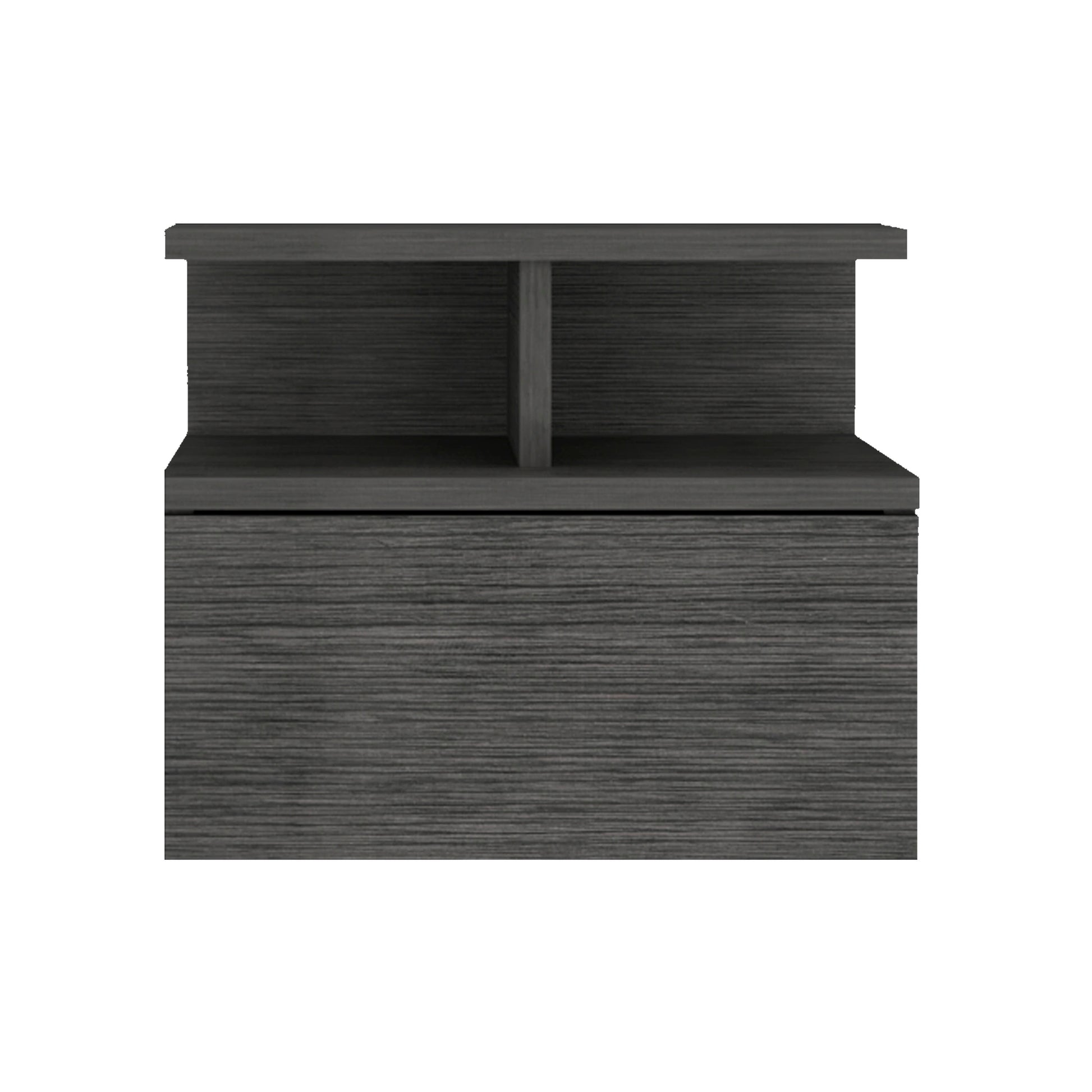 Adele Floating Nightstand With Drawer And Open Storage Shelves Smoke Grey 1 Drawer Bedroom Floating Modern Drawers Mdf Engineered Wood