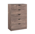 Modern Five Drawer Clothes And Storage Chest Cabinet With Cutout Handles In Hazelnut Color Brown Particle Board Mdf