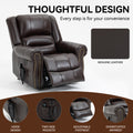 Power Lift Recliner Chair Heat Massage Dual Motor Infinite Position Up To 350 Lbs, Genuine Leather, Heavy Duty Motion Mechanism With Usb Ports, Brown White Metal Primary Living Space Heavy Duty Pine Brown Genuine Leather Power Remote Medium Firm Pillow