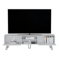 Vassel Tv Stand, Entertainment Unit With Hinged Drawers And Hairpin Legs White Primary Living Space 50 59 Inches Modern Mdf Engineered Wood