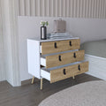 Huna Dresser, Modern 3 Drawer Unit With Handles Multicolor Bedroom Modern Mdf Engineered Wood