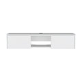 Glen Floating Tv Stand With Side Doors And Central Media Shelf White Primary Living Space 50 59 Inches Modern Mdf Engineered Wood