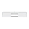 Glen Floating Tv Stand With Side Doors And Central Media Shelf White Primary Living Space 50 59 Inches Modern Mdf Engineered Wood