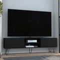 Vassel Tv Stand, Entertainment Unit With Hinged Drawers And Hairpin Legs Black Primary Living Space 50 59 Inches Modern Mdf Engineered Wood