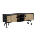 Huna Hairpin Legs Tv Stand, Dual Tone With 2 Doors And Open Shelves Multicolor Primary Living Space 50 59 Inches Modern Mdf Engineered Wood