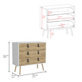 Huna Dresser, Modern 3 Drawer Unit With Handles Multicolor Bedroom Modern Mdf Engineered Wood