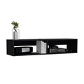 Rockwood Floating Tv Stand With Open Storage Shelves And Cable Management Black Primary Living Space 50 59 Inches Modern Mdf Engineered Wood