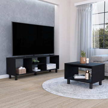 Eclipse Living Room Duo Set With Tv Stand And Coffee Table With Steel Accents Black Primary Living Space 50 59 Inches Modern Mdf Engineered Wood