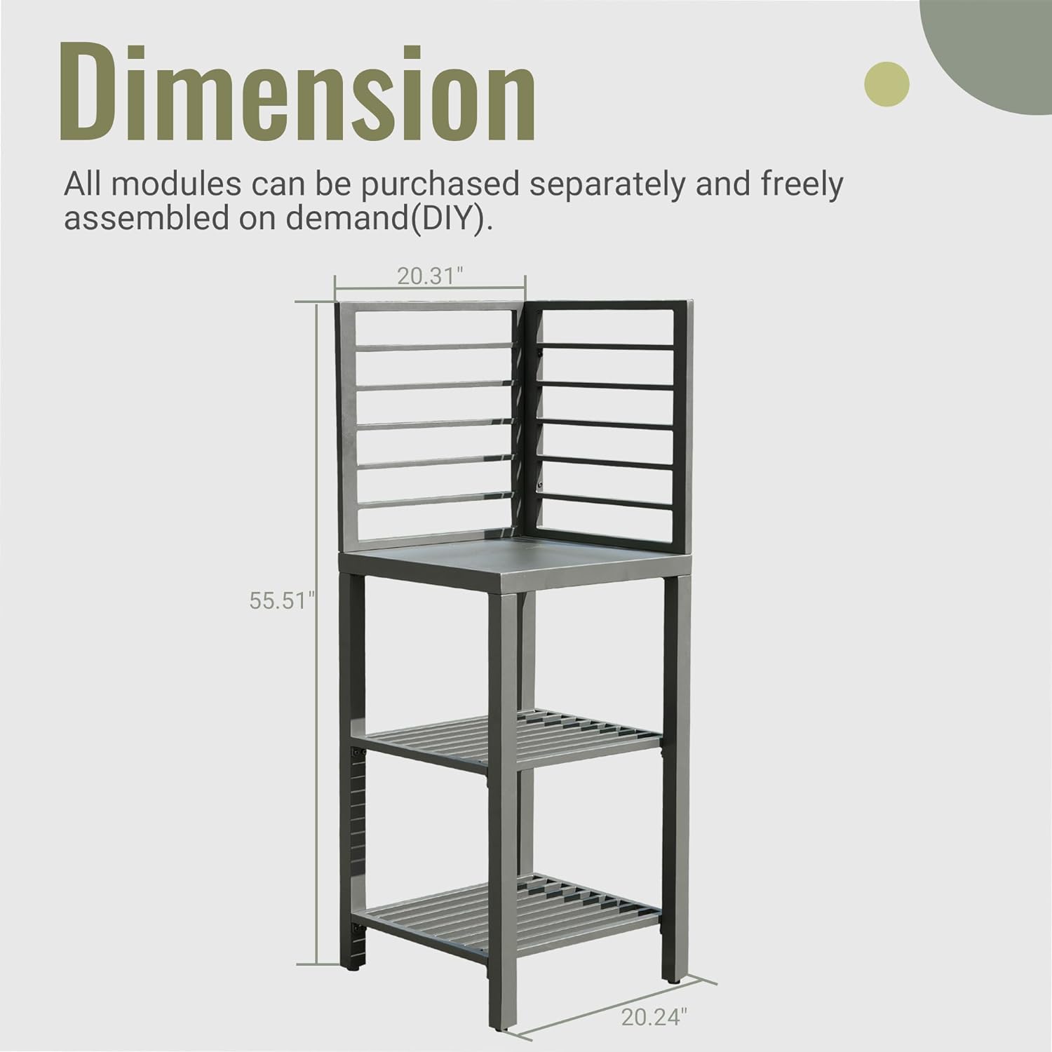 Outdoor Kitchen Island With Storage, Aluminum Kitchen Storage Island Outdoor Prep Table With Double Storage Rack, Freestanding Outdoor Corner Cabinet With Protective Cover Indoor Outdoor Grey Aluminum