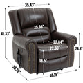 Power Lift Recliner Chair Heat Massage Dual Motor Infinite Position Up To 350 Lbs, Genuine Leather, Heavy Duty Motion Mechanism With Usb Ports, Brown White Metal Primary Living Space Heavy Duty Pine Brown Genuine Leather Power Remote Medium Firm Pillow