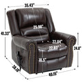 Power Lift Recliner Chair Heat Massage Dual Motor Infinite Position Up To 350 Lbs, Faux Leather, Heavy Duty Motion Mechanism With Usb Ports, Brown White Metal Primary Living Space Heavy Duty Pine Antique Brown Faux Leather Power Remote Medium Firm Pillow