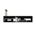 Rockwood Floating Tv Stand With Open Storage Shelves And Cable Management Black Primary Living Space 50 59 Inches Modern Mdf Engineered Wood