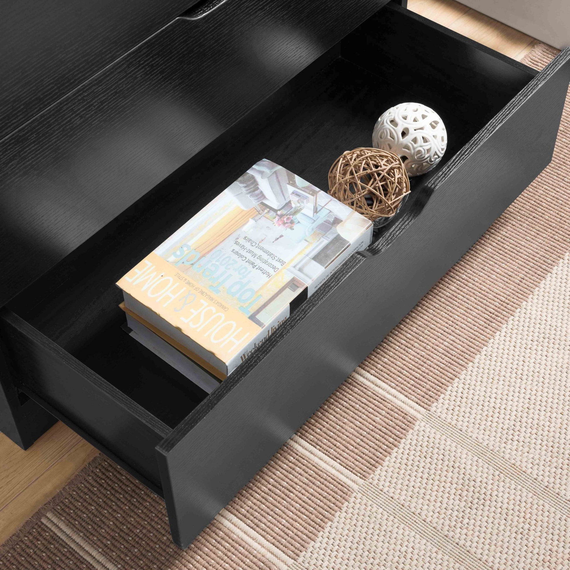 Modern Black Five Drawer Clothes And Storage Chest Cabinet With Metal Drawer Glides Black Particle Board Mdf