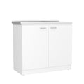 Napoles Utility Sink With Cabinet, Double Door, One Shelf White Freestanding White Shelves Included Modern Particle Board Particle Board