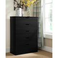 Modern Black Five Drawer Clothes And Storage Chest Cabinet With Metal Drawer Glides Black Particle Board Mdf