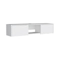 Glen Floating Tv Stand With Side Doors And Central Media Shelf White Primary Living Space 50 59 Inches Modern Mdf Engineered Wood