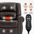 Power Lift Recliner Chair Heat Massage Dual Motor Infinite Position Up To 350 Lbs, Genuine Leather, Heavy Duty Motion Mechanism With Usb Ports, Brown White Metal Primary Living Space Heavy Duty Pine Brown Genuine Leather Power Remote Medium Firm Pillow