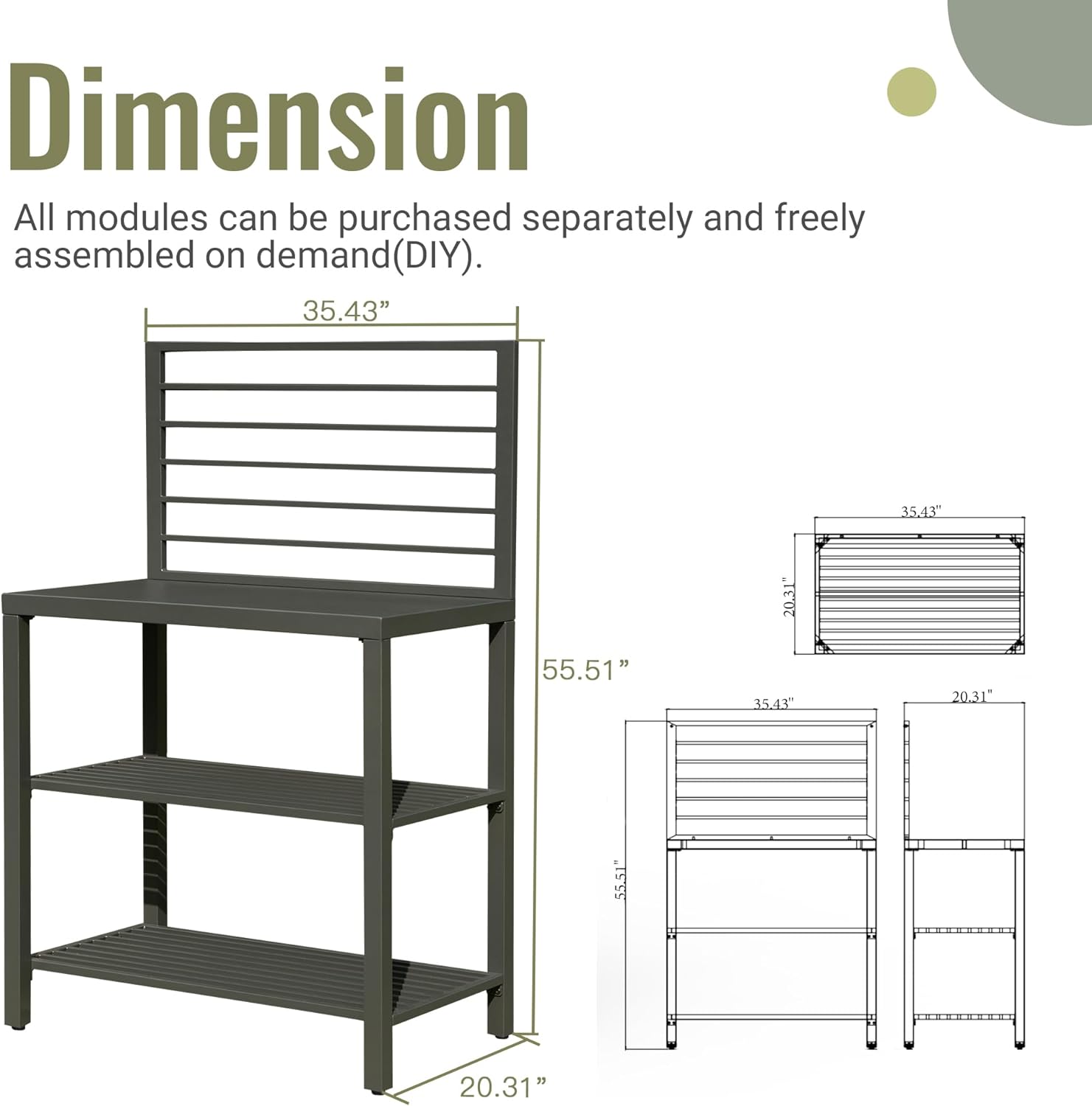 Outdoor Kitchen Island With Storage, Aluminum Kitchen Storage Island Kitchen Food Prep Table With Double Storage Rack, Freestanding Bar Center With Protective Cover Indoor Outdoor Grey Aluminum