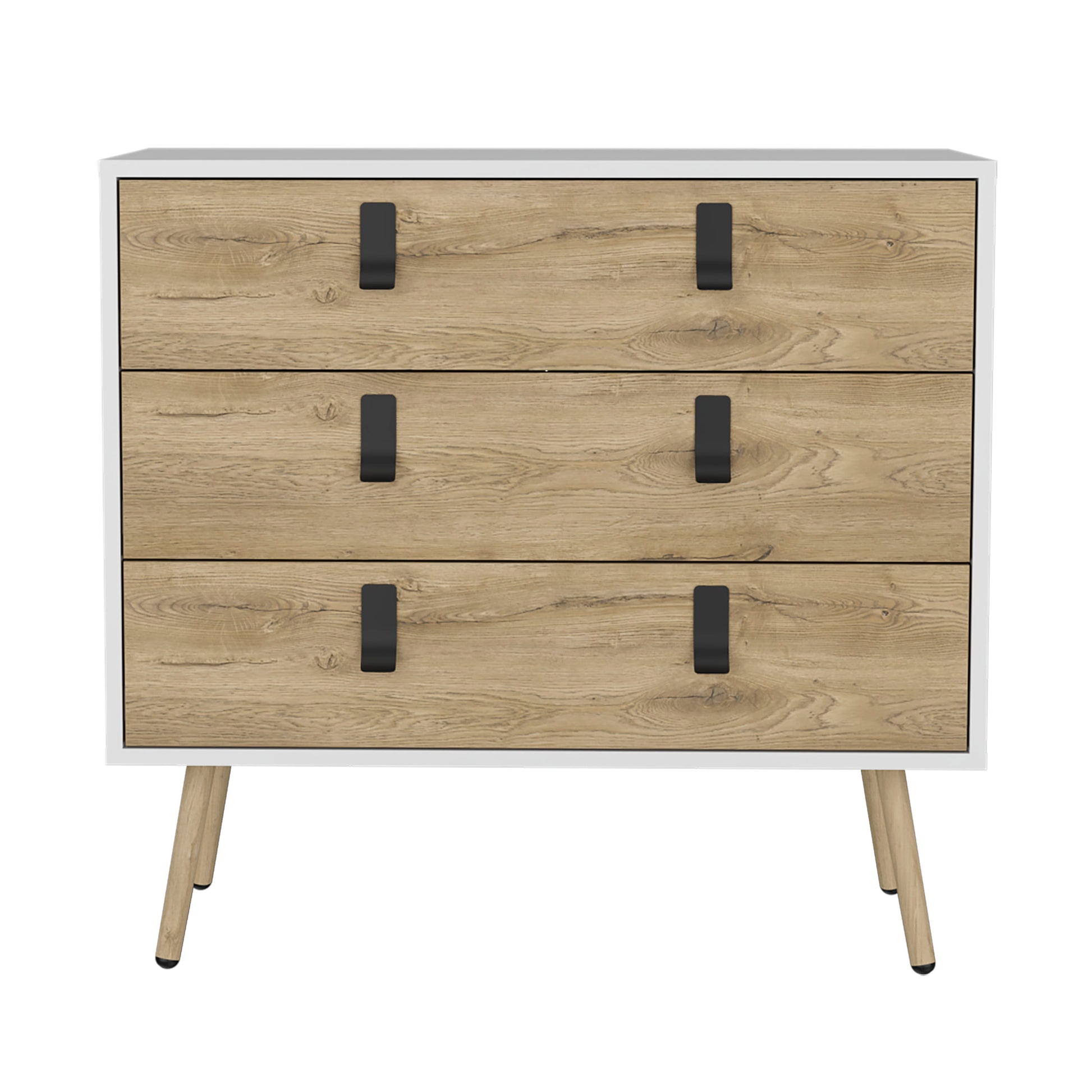 Huna Dresser, Modern 3 Drawer Unit With Handles Multicolor Bedroom Modern Mdf Engineered Wood