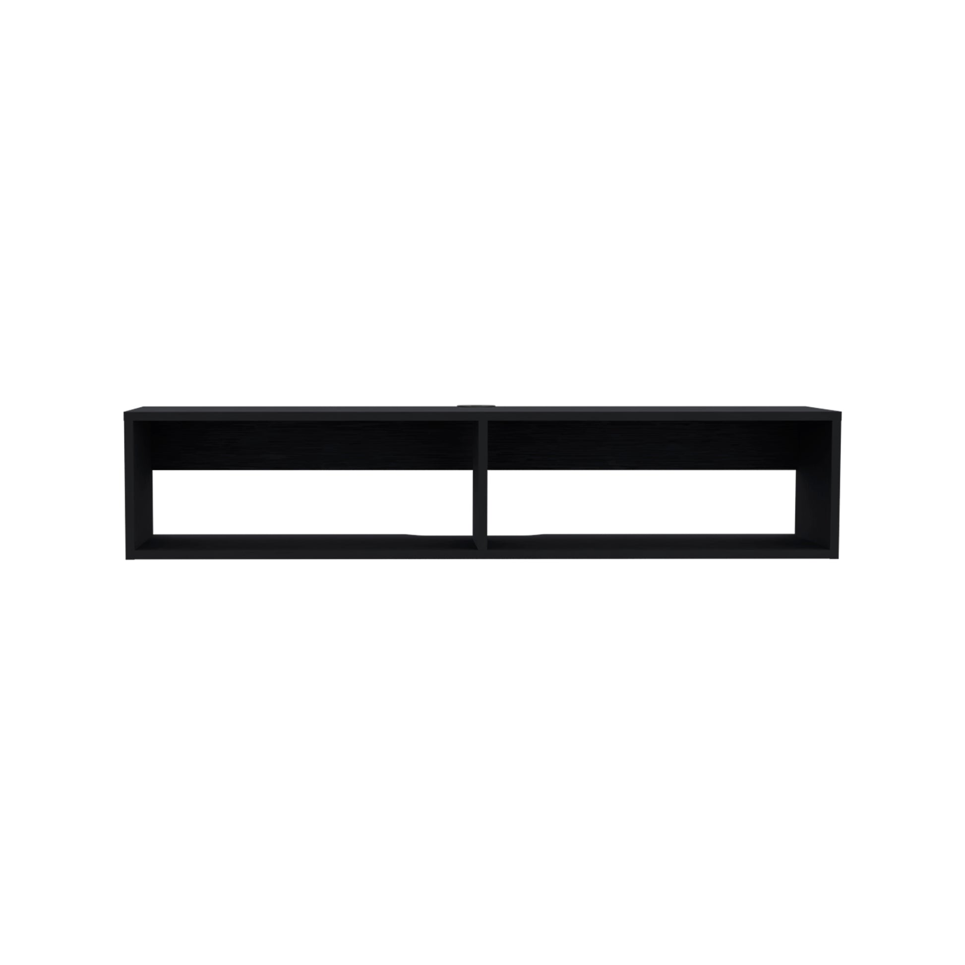 Rockwood Floating Tv Stand With Open Storage Shelves And Cable Management Black Primary Living Space 50 59 Inches Modern Mdf Engineered Wood