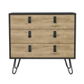 Huna Hairpin Legs Dresser With 3 Drawer Storage Multicolor Bedroom Modern Mdf Engineered Wood