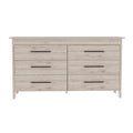 Hms 6 Drawer Double Dresser, Four Legs, Superior Top, Six Drawers Light Gray Gray Bedroom Modern Particle Board Particle Board