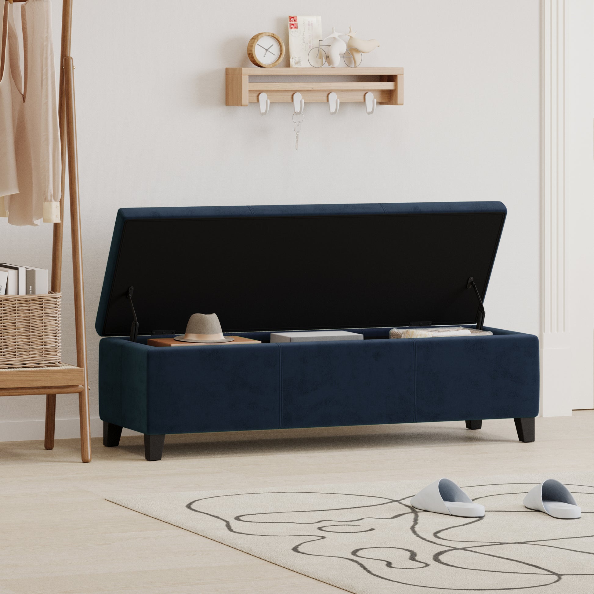 Glouster Storage Ottoman V2 Dark Blue Altay Velvet